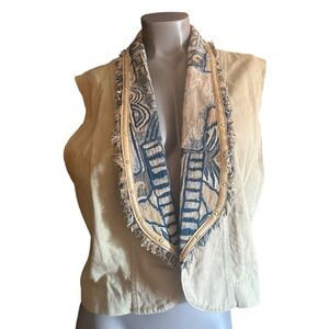 Vintage 90s City Girl Sport Southwestern Fringe Vest Artsy Size M